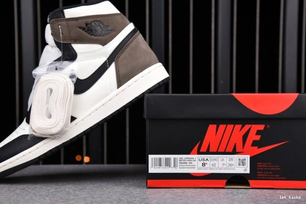 1st Kicks Shoes DARK JORDAN AIR 1 MOCHA HIGH RETRO 555088-105 0708